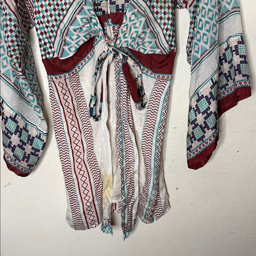 Issa London 100 percent silk tunic style Multicolor Geometric blouse - Picture 8 of 15